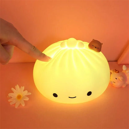 Cute LED Night Light Bun Dumpling Cartoon Bedroom Holiday Home Decoration Soft Lamp Christmas Children Gifts - Asmota