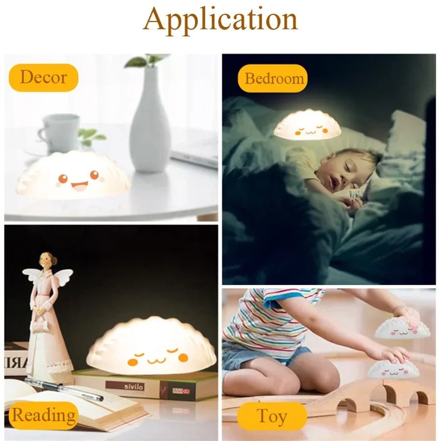 Cute LED Night Light Bun Dumpling Cartoon Bedroom Holiday Home Decoration Soft Lamp Christmas Children Gifts - Asmota