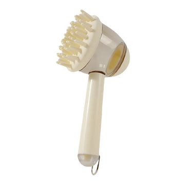 3-in-1 Transparent Plastic Dog Bath Brush with Massage, Comb & Foaming Tool