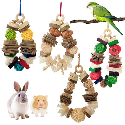 Colorful Wooden Hanging String Rabbit Hamster Molar Vine Bal Parrot Toys