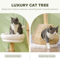 41 Inch Indoor Cat Tree with Wooden Scratching Posts and Condo Bed