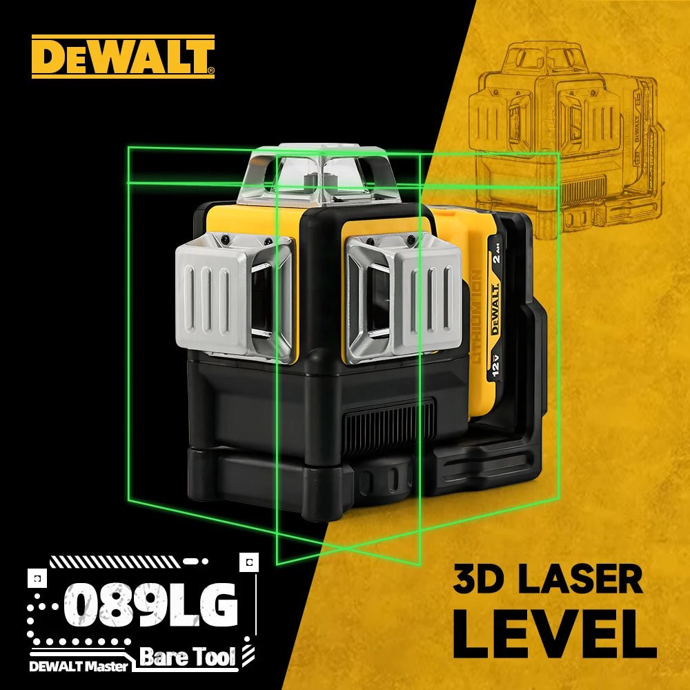 Dewalt DW089LG Laser Level 12 Line 3 Sides*360 Degree Vertical Lines Laser Level Meter Outdoor Uses 12V Lithium Battery - Asmota