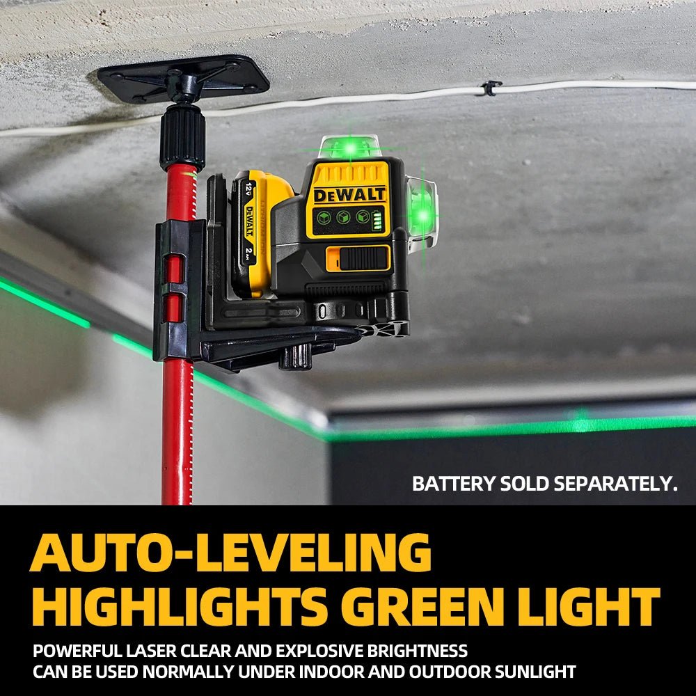 Dewalt DW089LG Laser Level 12 Line 3 Sides*360 Degree Vertical Lines Laser Level Meter Outdoor Uses 12V Lithium Battery - Asmota