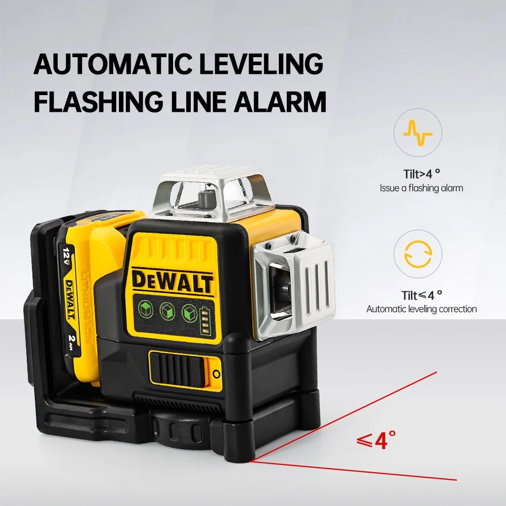 Dewalt DW089LG Laser Level 12 Line 3 Sides*360 Degree Vertical Lines Laser Level Meter Outdoor Uses 12V Lithium Battery - Asmota