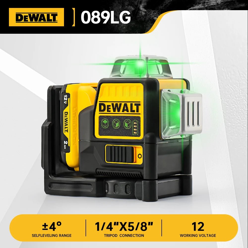 Dewalt DW089LG Laser Level 12 Line 3 Sides*360 Degree Vertical Lines Laser Level Meter Outdoor Uses 12V Lithium Battery - Asmota