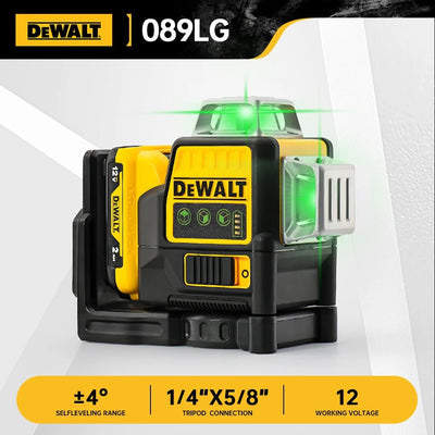 Dewalt DW089LG Laser Level 12 Line 3 Sides*360 Degree Vertical Lines Laser Level Meter Outdoor Uses 12V Lithium Battery