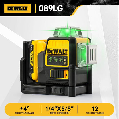 Dewalt DW089LG Laser Level 12 Line 3 Sides*360 Degree Vertical Lines Laser Level Meter Outdoor Uses 12V Lithium Battery - Asmota