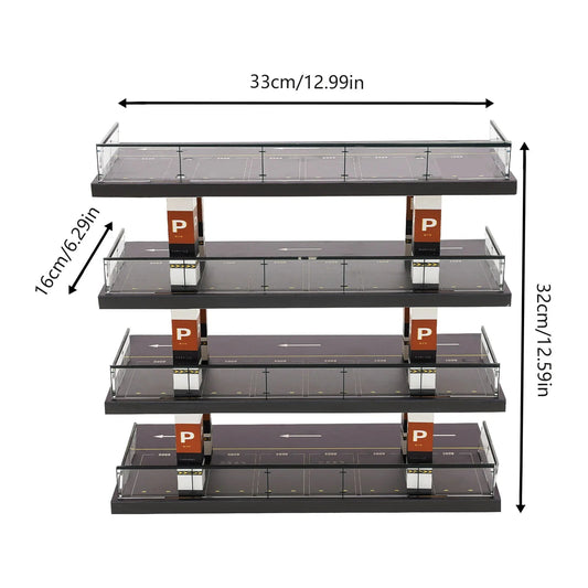 Diorama 4 - Story 1/64 Acrylic Garage Model Car Parking Lot Backdrop Car Display Home Decoration and Storage, Educational Toys - Asmota