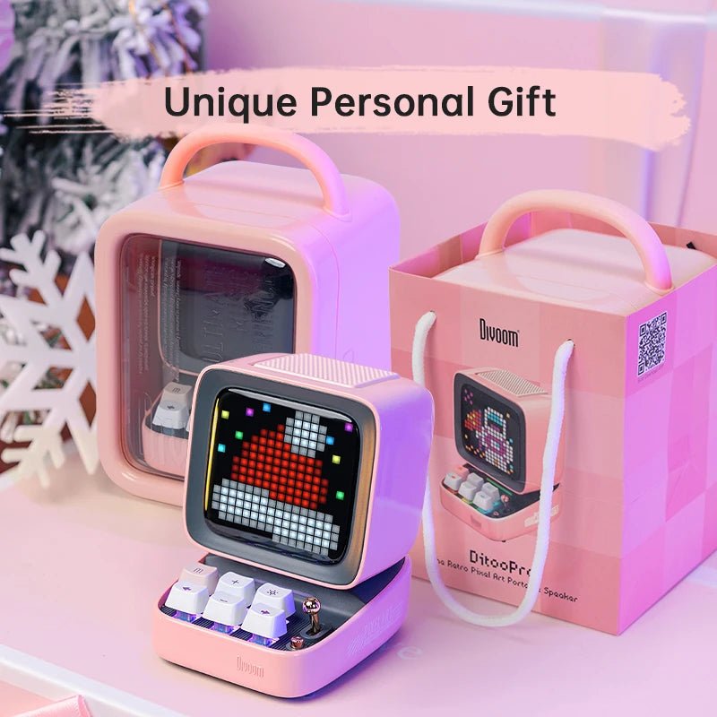 Divoom Ditoo - Pro Retro Pixel Art Bluetooth Portable Speaker Alarm Clock DIY LED Display Board, Cute Gift Home Light Decoration - Asmota