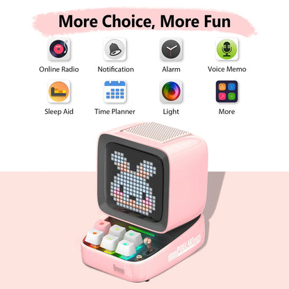 Divoom Ditoo - Pro Retro Pixel Art Bluetooth Portable Speaker Alarm Clock DIY LED Display Board, Cute Gift Home Light Decoration - Asmota