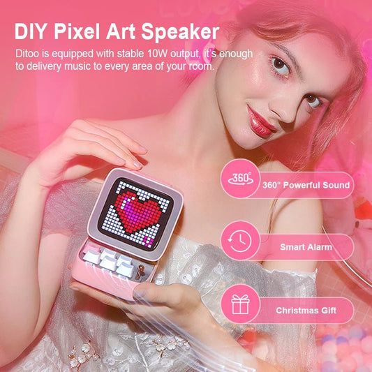 Divoom Ditoo - Pro Retro Pixel Art Bluetooth Portable Speaker Alarm Clock DIY LED Display Board, Cute Gift Home Light Decoration - Asmota