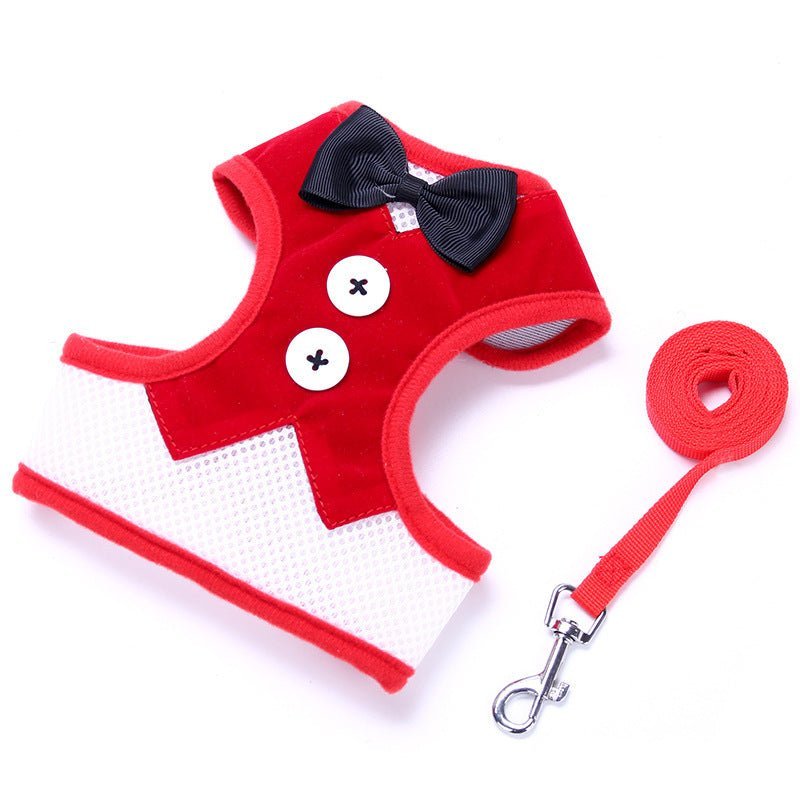 Dog leashes Small dog Teddy vest - style bow evening dress chest straps Pet supplies - Asmota