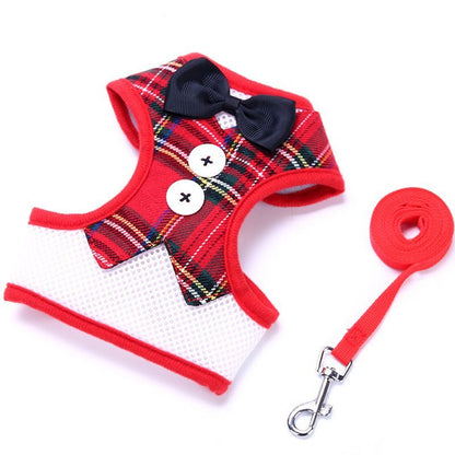 Dog leashes Small dog Teddy vest - style bow evening dress chest straps Pet supplies - Asmota