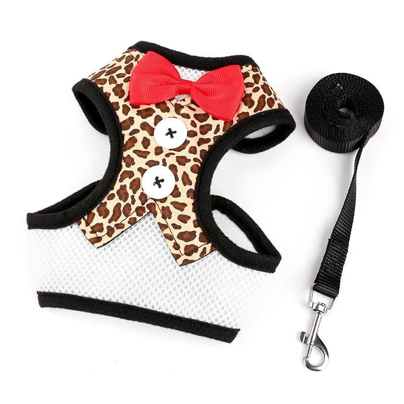 Dog leashes Small dog Teddy vest - style bow evening dress chest straps Pet supplies - Asmota