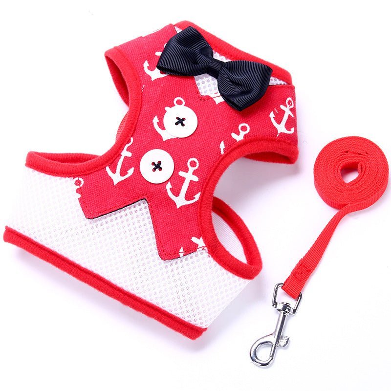 Dog leashes Small dog Teddy vest - style bow evening dress chest straps Pet supplies - Asmota