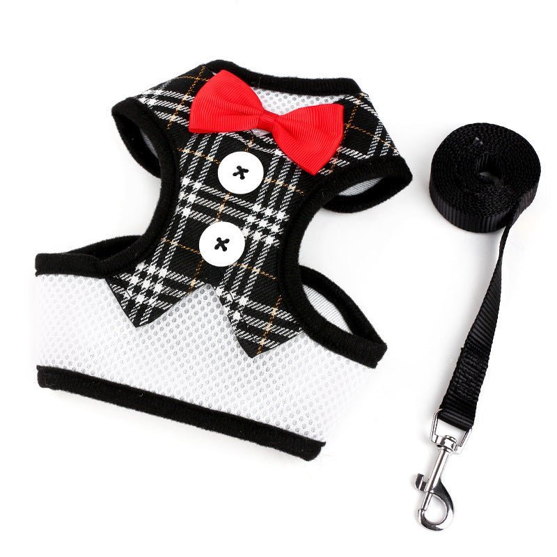 Dog leashes Small dog Teddy vest - style bow evening dress chest straps Pet supplies - Asmota