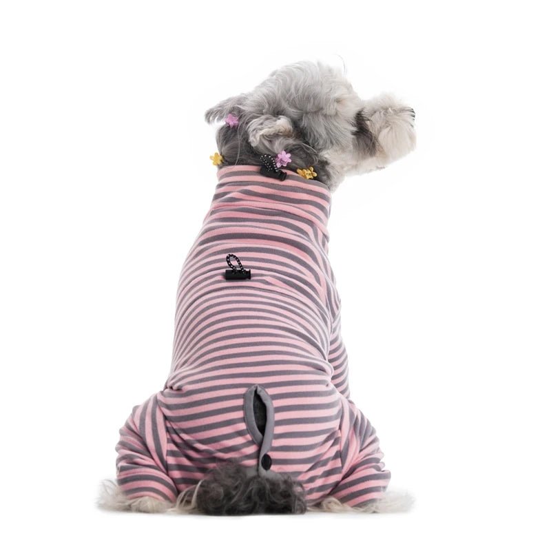 Dog Pajamas for Small Dogs Cats Stripes Dog Clothes Puppy Onesie Dog Christmas Pajamas Jumpsuit Home Wear Pjs 4 Legged Apparel - Asmota