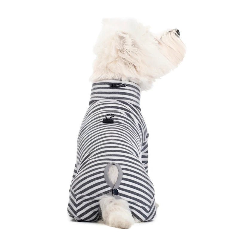 Dog Pajamas for Small Dogs Cats Stripes Dog Clothes Puppy Onesie Dog Christmas Pajamas Jumpsuit Home Wear Pjs 4 Legged Apparel - Asmota