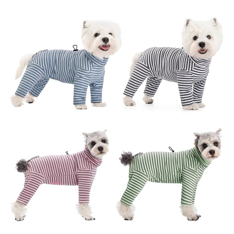 Dog Pajamas for Small Dogs Cats Stripes Dog Clothes Puppy Onesie Dog Christmas Pajamas Jumpsuit Home Wear Pjs 4 Legged Apparel - Asmota