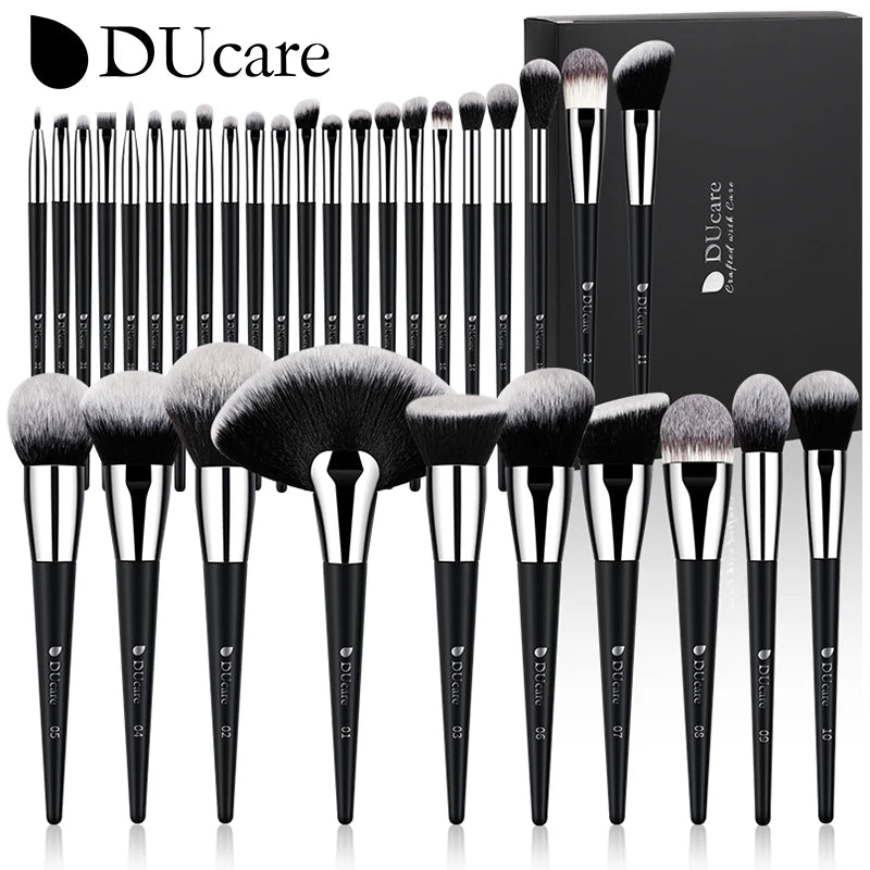 DUcare Professional Makeup Brush Set 10 - 32Pc Brushes Makeup Kit Synthetic Hair Foundation Power Eyeshadows Blending Beauty Tools - Asmota