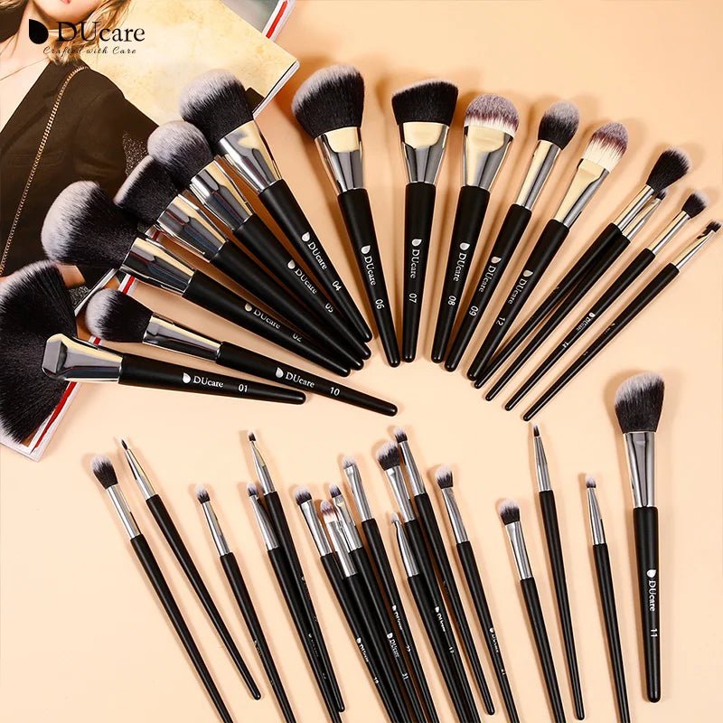 DUcare Professional Makeup Brush Set 10 - 32Pc Brushes Makeup Kit Synthetic Hair Foundation Power Eyeshadows Blending Beauty Tools - Asmota