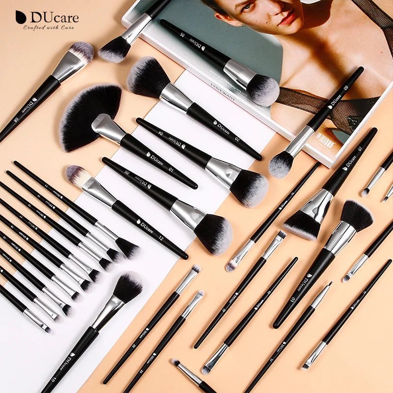 DUcare Professional Makeup Brush Set 10 - 32Pc Brushes Makeup Kit Synthetic Hair Foundation Power Eyeshadows Blending Beauty Tools - Asmota