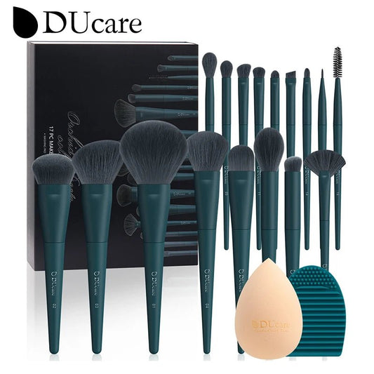 DUcare Professional Makeup Brushes kits Synthetic Hair 17Pcs with Sponge & cleaning tools Pad for Cosmetics Foundation Eyeshadow - Asmota