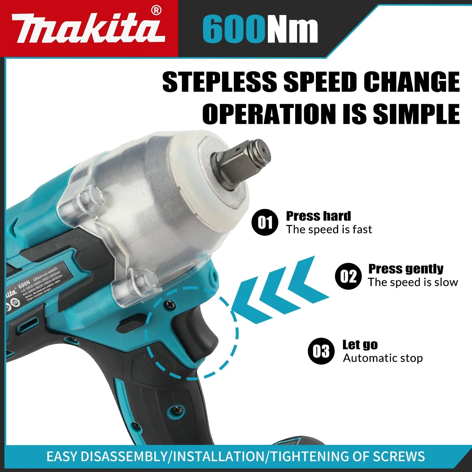 Durable Makita 600NM Single Purpose Handheld Tool for High Performance Applications(only tool) - Asmota