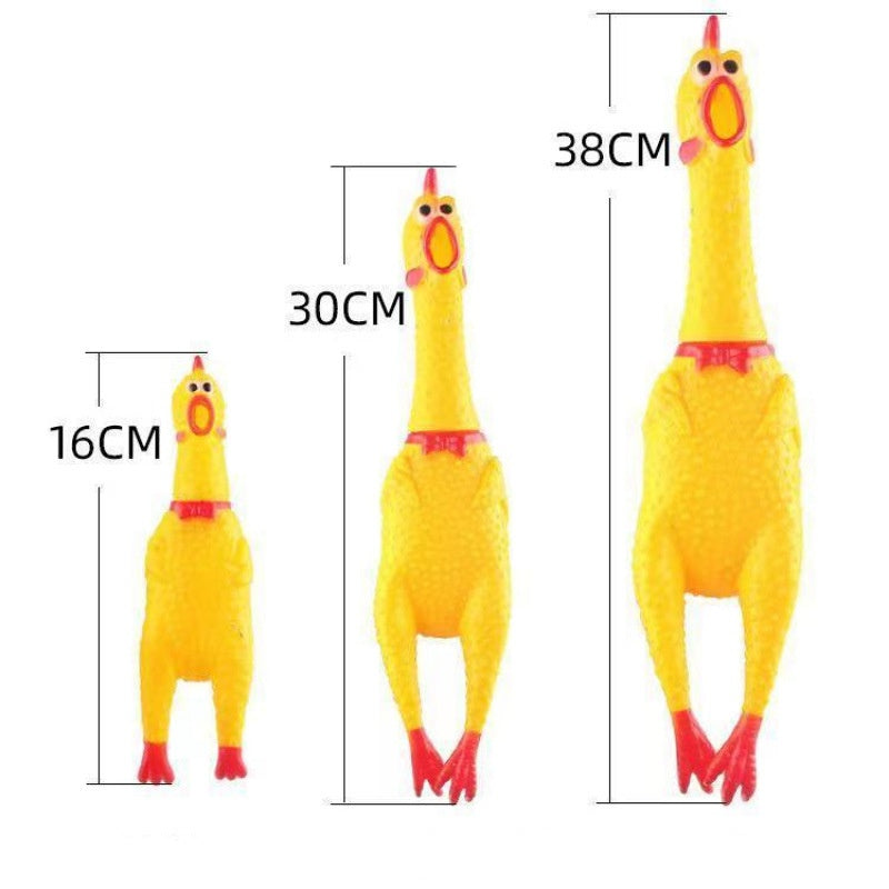 New Pet Dog Squeak Toy Screaming Chicken Squeeze Dog Chew Toy Durable And Fun Yellow Rubber Exhaust Chicken Toys