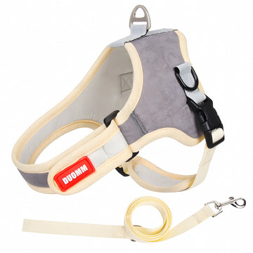 Suede Fabric Adjustable Dog Harness with Quick-Release Buckle
