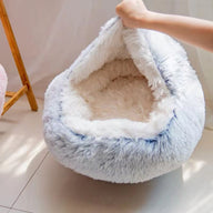 Semi-Closed Shell Plush Fabric Dog Bed with Four Seasons Cover