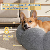 Fluffy Teddy Sherpa Round Donut Dog Bed with Raised Rim