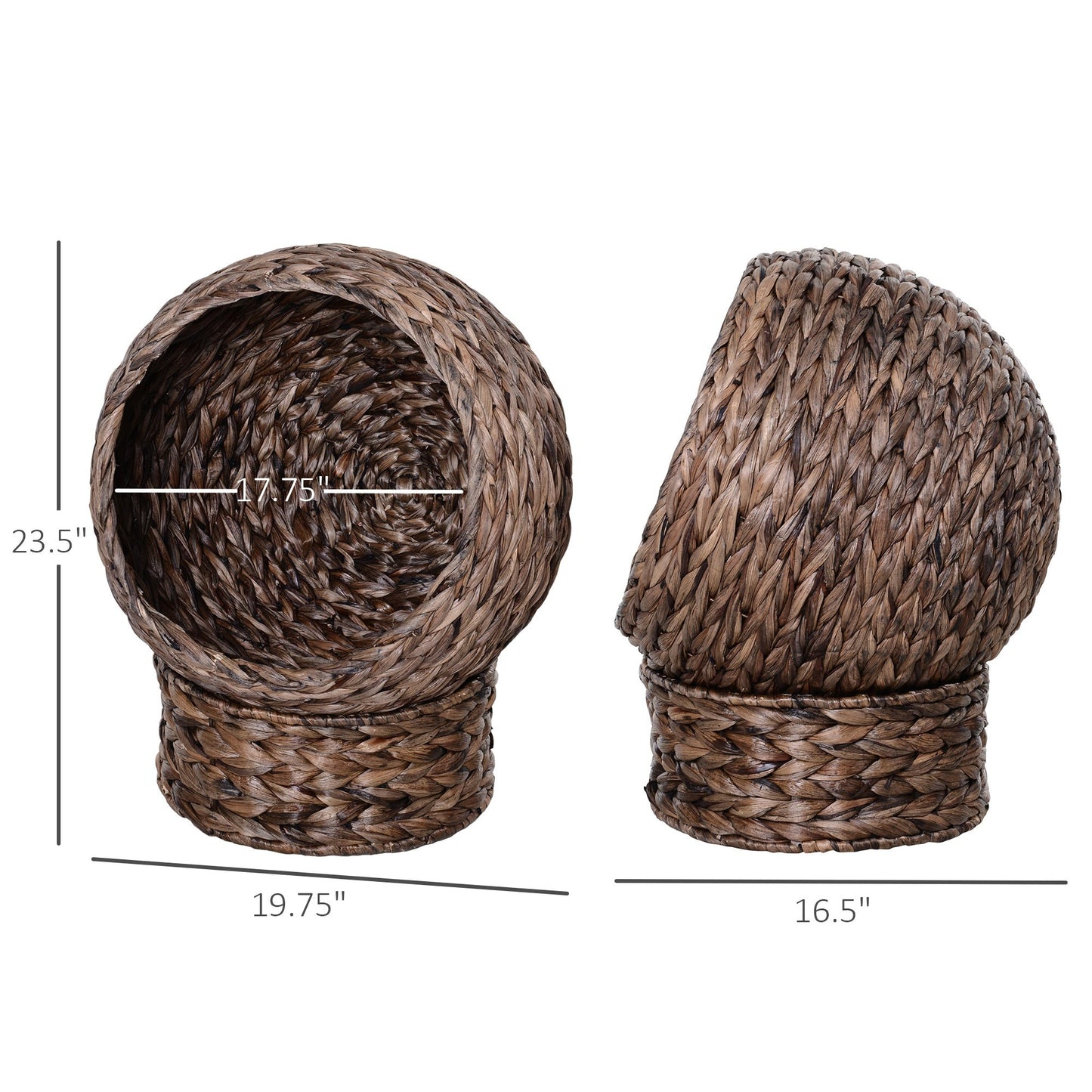 Handwoven Elevated Cat Bed with Rotating Basket and Cushion, Dark Gray
