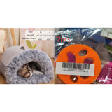 Striped Plush Semi-Enclosed Portable Dog Nest Bed