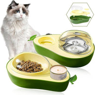 Automatic Avocado Wooden Slow Feed Cat Bowl with Water Feeder