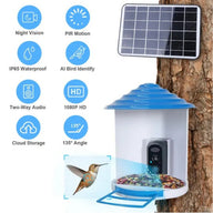 White Bird Feeder with Solar HD Camera and AI Motion Capture