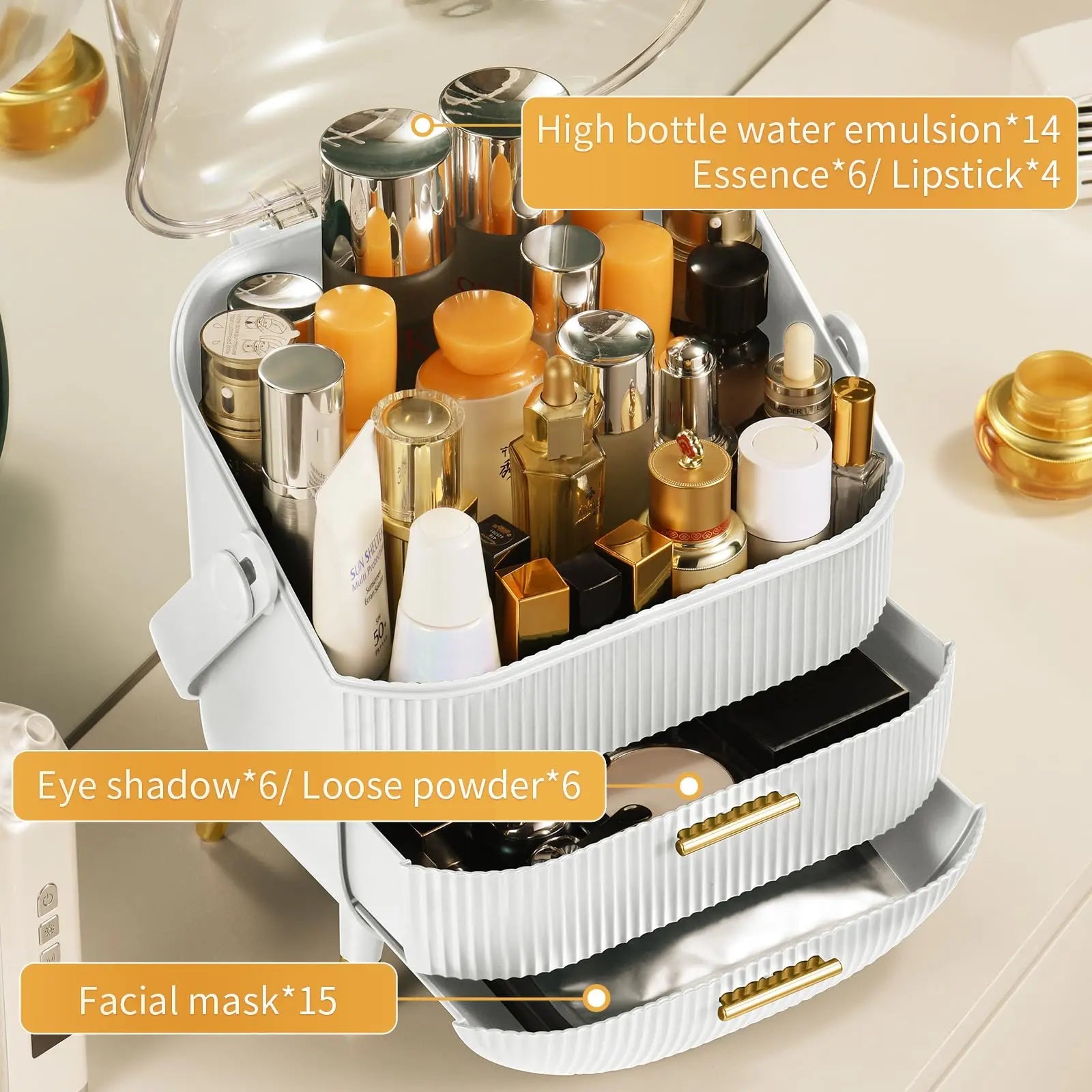 Egg Shape(Oval) Makeup Organizer,Skincare Organizer With Three Layers Cosmetic Display Case For Vanity Organizer - Asmota