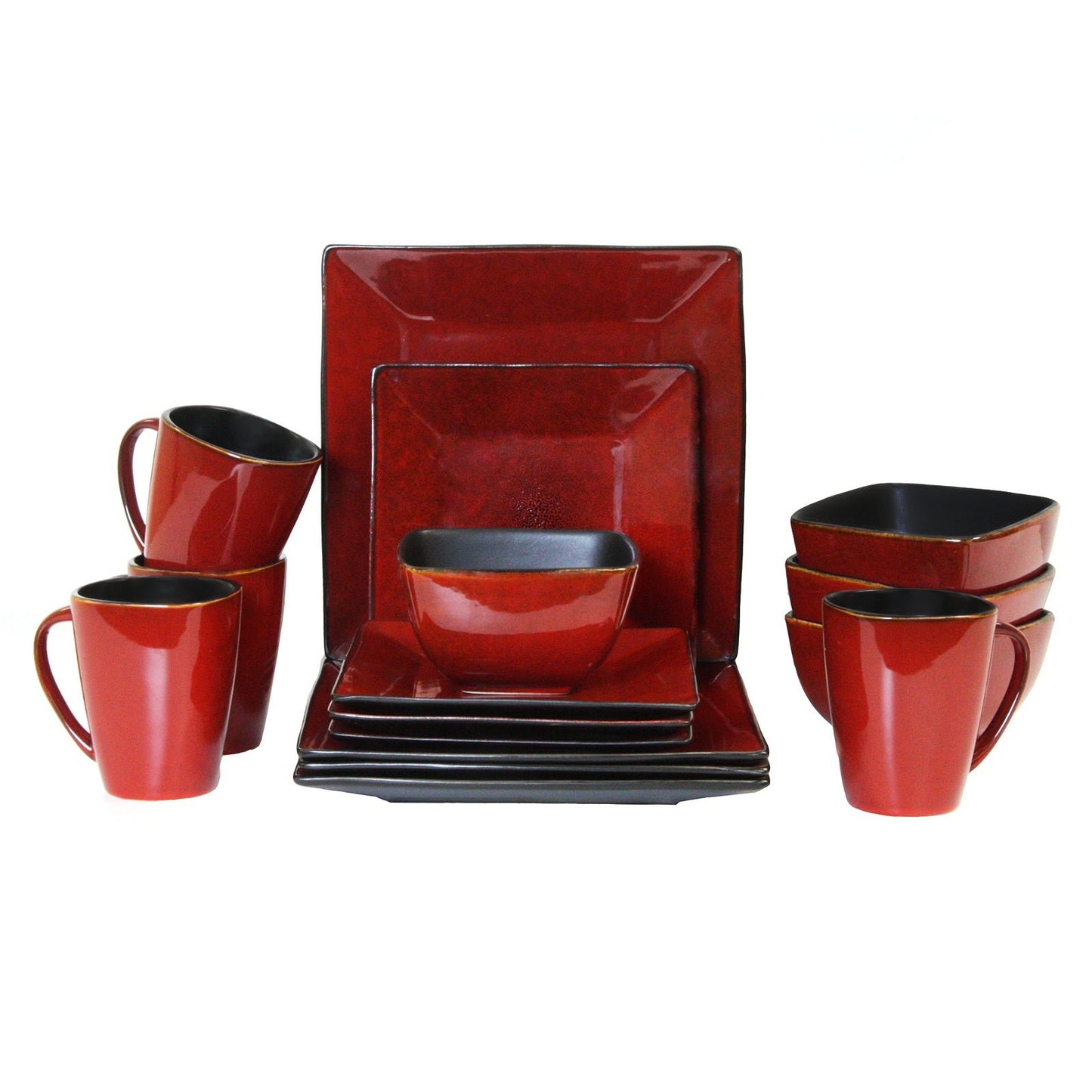 Elama Harland Loft 16 Piece Modern Premium Stoneware set with Complete Setting for 4 - Asmota