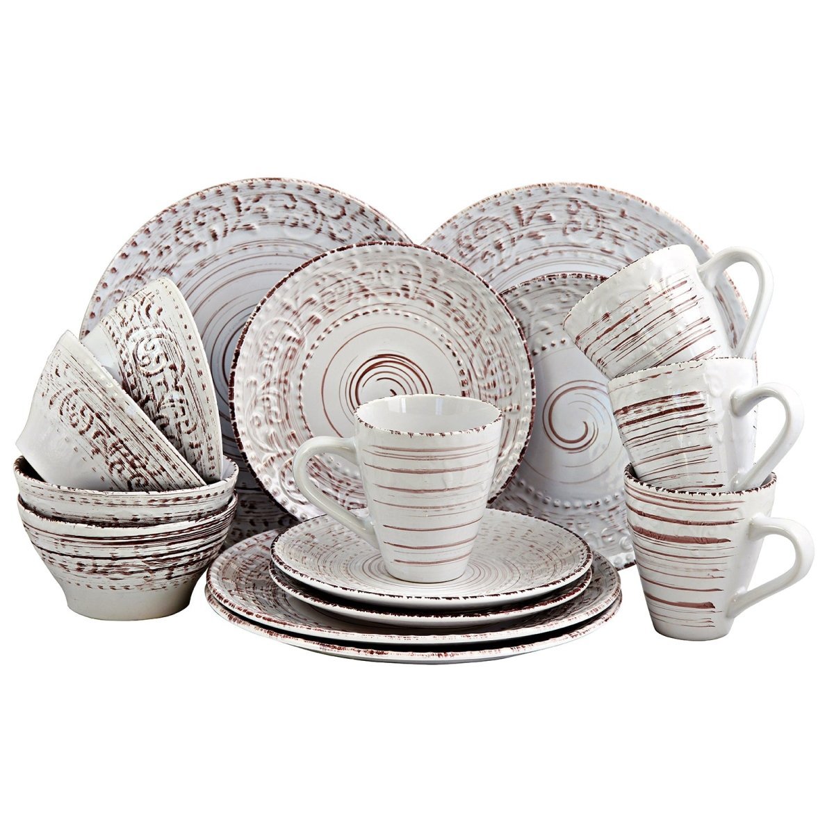Elama Malibu Sands 16 - Piece Dinnerware Set in Shell - Asmota