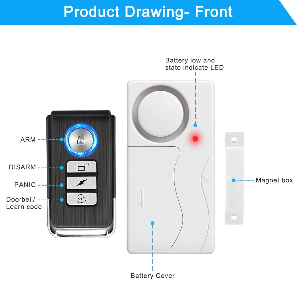 Elecpow Door Window Burglar Alarm Sensor Wireless Remote Control Anti - Theft Alarm System Kit Home Security Door Open Detectors - Asmota