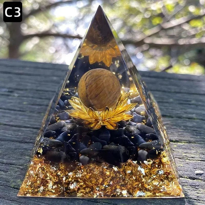 Energy Pyramid Orgonite Reiki Natural Amethyst Ball Healing Crystal Chakra Tool Ornaments Resin Stones Home Decoration Gifts - Asmota