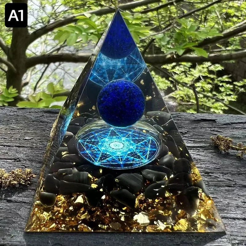 Energy Pyramid Orgonite Reiki Natural Amethyst Ball Healing Crystal Chakra Tool Ornaments Resin Stones Home Decoration Gifts - Asmota