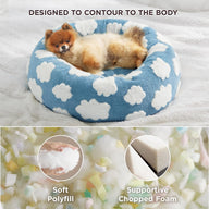 Lesure Round Jacquard Shaggy Plush Cat Bed with Anti Slip Bottom