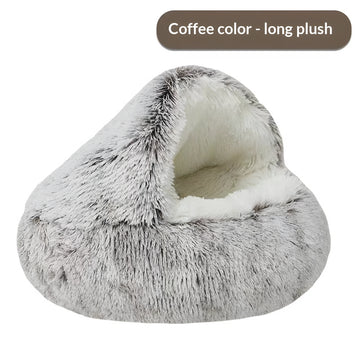 Semi-Closed Plush Dog Bed Universal Cover Shell Nest