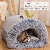 Striped Plush Semi-Enclosed Portable Dog Nest Bed