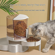 Automatic Water Change Cat Feeder with Stainless Steel Bowls