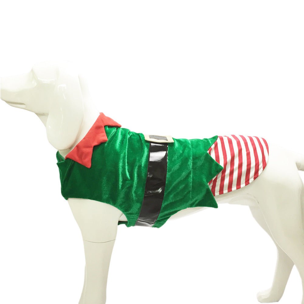Fashion Christmas Clothes Green Elf Pet Dog Christmas Costume - Asmota