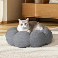 Fluffy Teddy Sherpa Round Donut Dog Bed with Raised Rim