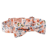 Cotton Floral Pattern Dog Collar with Rose Gold Buckle