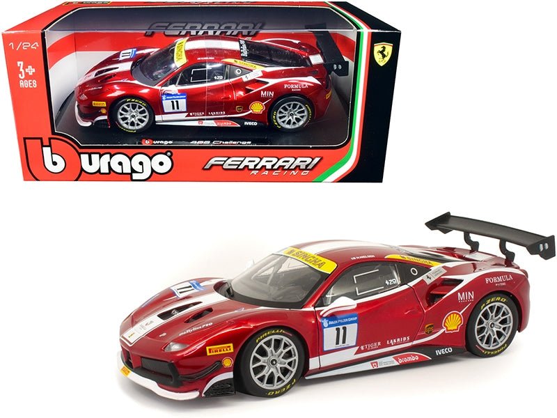 Ferrari 488 Challenge 11 Candy Red with White Stripes "Ferrari Racing" 1/24 Diecast Model Car by Bburago - Asmota